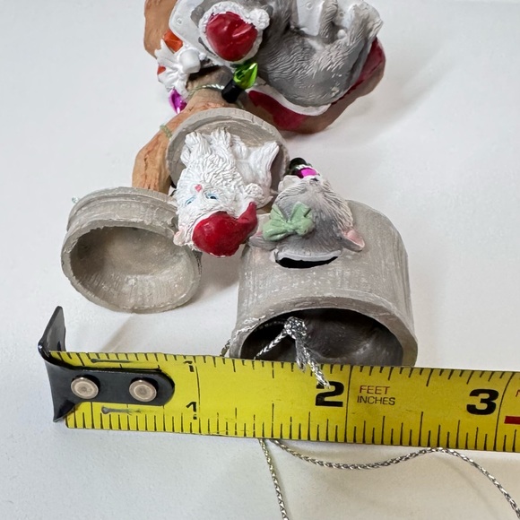 Cat Tower Christmas Tree Ornament 3 Gray & White Sleeping Colored Bulb Tiered - Picture 11 of 13